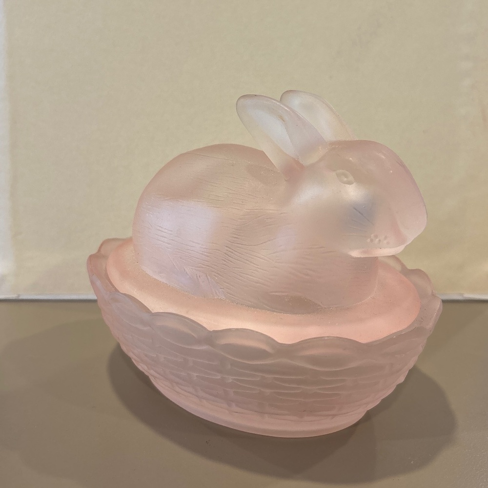 Pink Easter rabbit in a basket